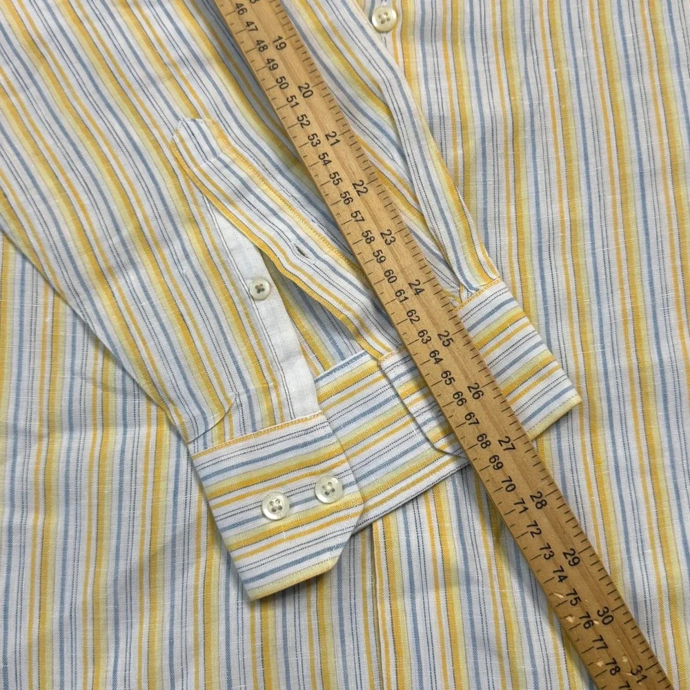 Banana Republic Mens XL Striped 100%‎ Linen Long Sleeve Button Up Shirt NWT!